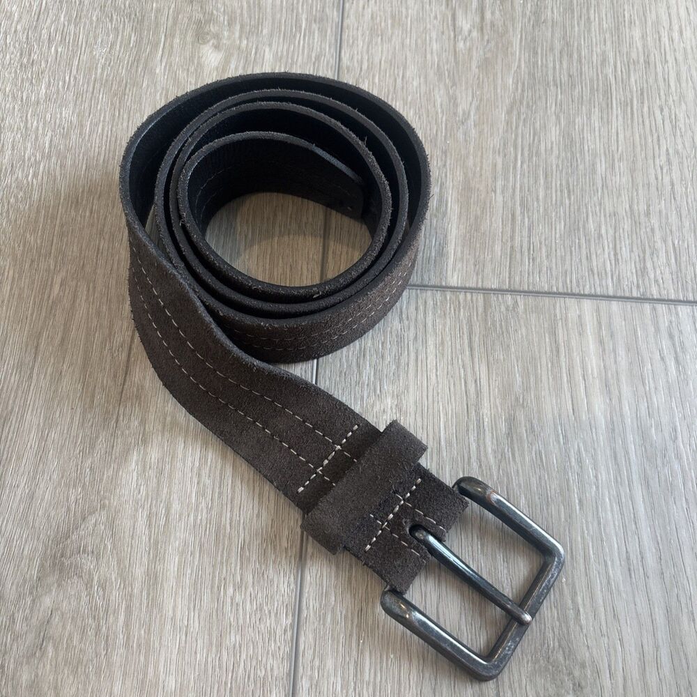 Gap Double Stitch Italy Suede Brown Work Belt Y2K Retro Rodeo Cowboy 36